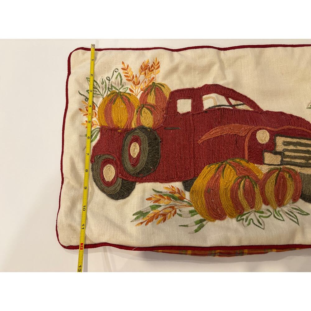 Pillow Cover Pier 1  Autumn Pumpkin Car Harvest Fall 20x12 - Picture 5 of 6